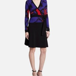 Diane Von Furstenberg Black and Purple Knit Dress